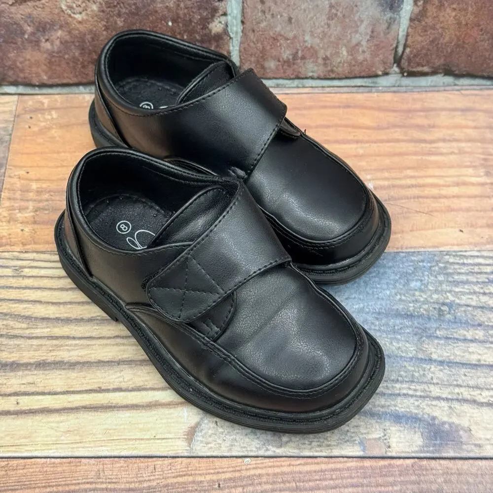 Lito Children's Boys Black Leather Strap Dress Shoes Oxford Wedding Sz Toddler 8